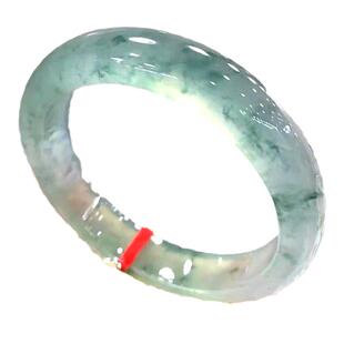 缅甸冰种飘花翡翠手镯圆条正圈老坑晴水绿花玻璃种翡翠处理玉镯子