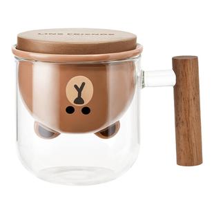 LINE FRIENDS泡茶杯茶水杯分离办公室喝水玻璃茶道杯茶漏过滤杯子