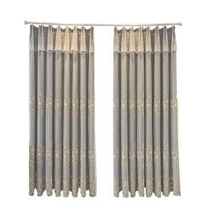 定制简欧小清新双层窗帘布纱一体成品绣花客厅卧室窗帘杆一整套