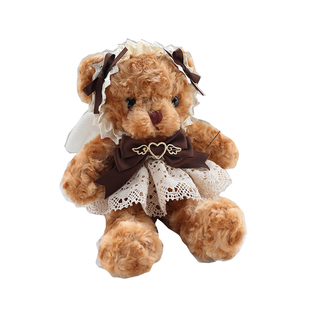 棕色天使lolita手作熊包可爱百搭软妹jk包邮带珠链自制斜挎包