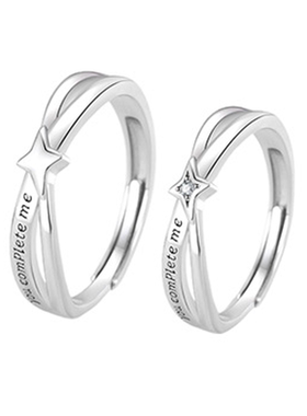 纯银闪耀星光戒指男女情侣对戒