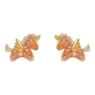 AJIDOU阿吉豆耳饰女款小飞马独角兽造型耳钉耳环个性设计感耳饰品