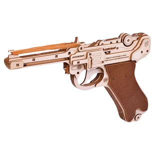 木质鲁格P08玩具枪仿真反吹连发木制拼装模型男生玩具3D立体拼图