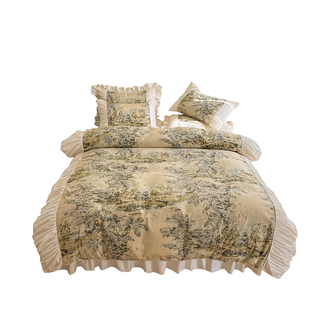 霍华德庄园 法式复古四件套全棉纯棉公主泡泡袖被套床裙款春夏季