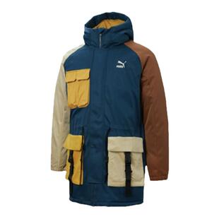 PUMA彪马男装户外新款拼接工装保暖连帽羽绒服外套534676