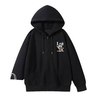 NASA联名美式纯棉重磅连帽卫衣男春秋季潮牌宽松男生开衫薄款外套