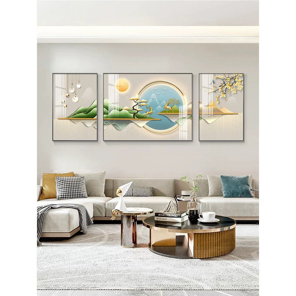 高级感钻石绣2026新款钻石画客厅三联画轻奢北欧风麋鹿粘钻十字绣