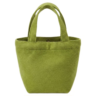 chao显白的复古芥末绿色手提包包小托特包原创设计随身小布包女