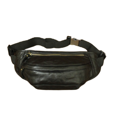 植鞣皮男士胸包真皮腰包头层牛皮