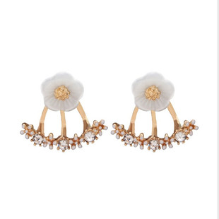 韩国气质百搭个性黑色花骨朵儿U形学生耳钉耳环耳饰 女韩版