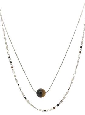 法式虎眼石双层项链高级感