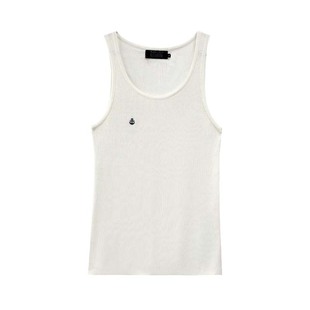 weave 简约百搭好穿 天丝纱线的米白色圆领针织刺绣背心 炒鸡亲肤