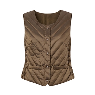 马天奴2025秋冬新款圆领修身白鹅绒羽绒马甲无袖内搭百搭时尚气质