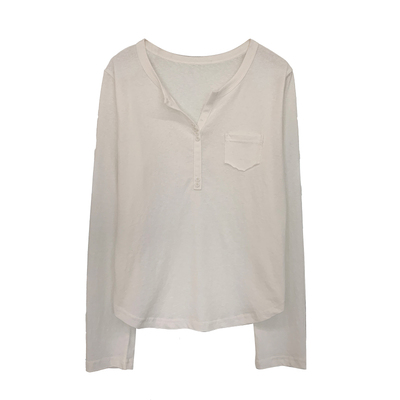 春季休闲半开领宽松显瘦长袖T恤