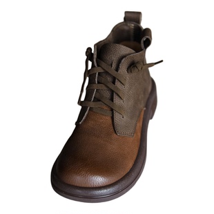 何其丑头层牛皮系带马丁靴女2026新款秋冬女鞋平底女靴真皮短靴