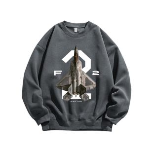 F22战斗机五代机猛禽纯棉圆领卫衣服长袖T恤男装宽松休闲印花穿搭