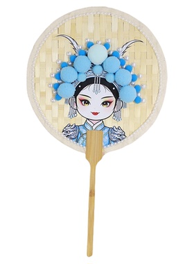 非遗京剧竹编扇子编织手工扇子