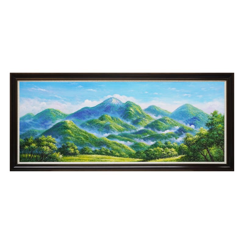 青山聚宝原创手绘油画风景旭日东升客厅装饰画东墙有山无水装饰画