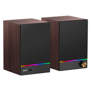 飞利浦SPA2200电脑音响桌面蓝牙小音箱木质笔记本台式家用低音炮