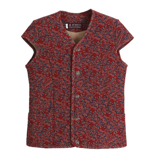 蒙驼冬季中老年女驼绒马甲护肩加厚加绒棉马夹坎肩花色大码妈妈装