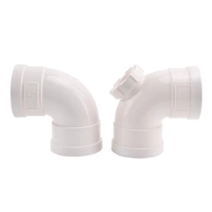 PVC排水管件90度弯头 直弯 下水管件90度弯带检查口50 75 110 160