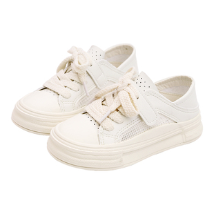 儿童小白鞋春款2026新款网鞋透气女童鞋春秋网面运动鞋子男童板鞋
