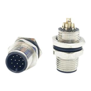 M12连接器工业设备航空插头底座ABD型4芯5芯8芯12芯配套防水插头