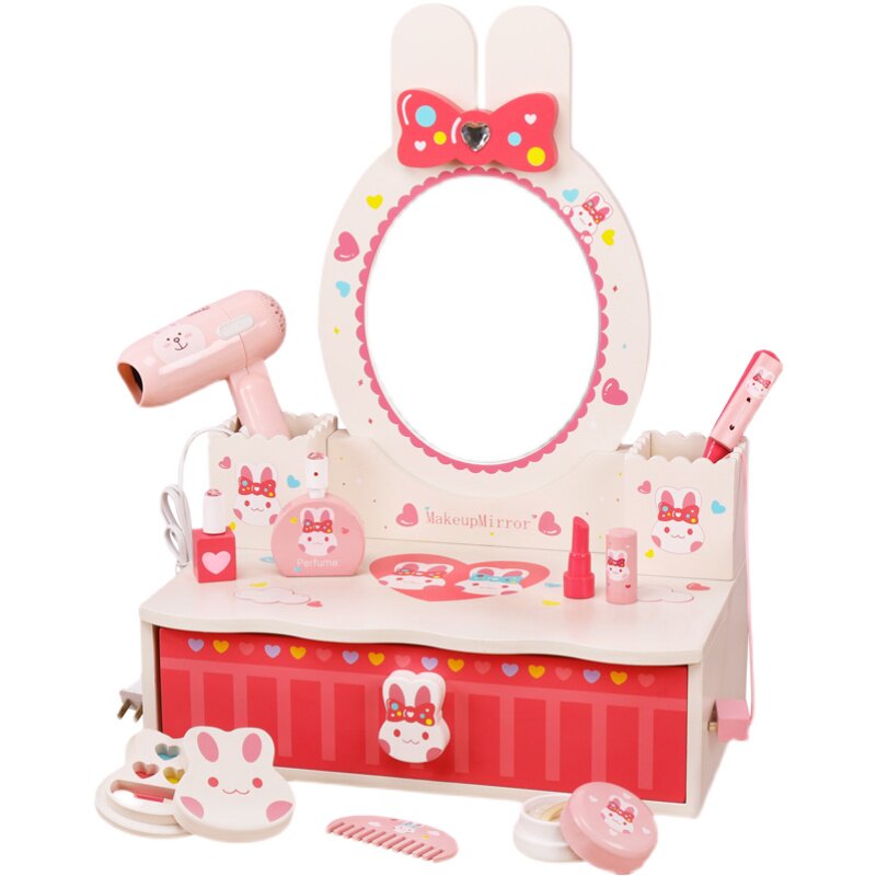 仿真化妆桌小孩2-6岁木制玩具