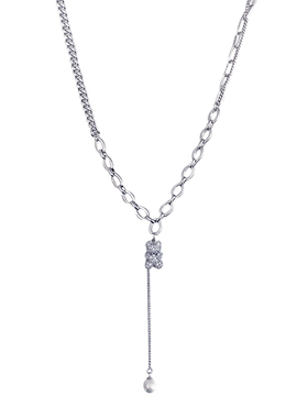 海蓝蓝超闪满钻小熊项链