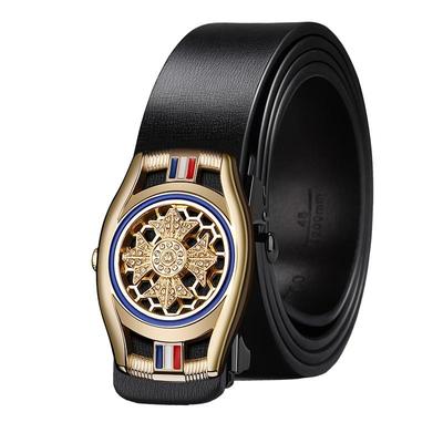 保罗男时来运转无牙自动扣真牛皮