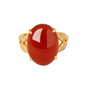 宫里上新红宝石戒指女纯银红玛瑙玉石红色生日本命年礼物送妈妈