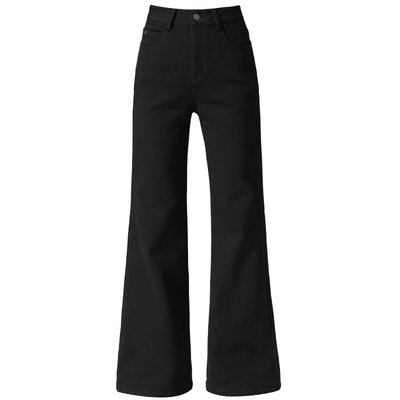 黑色加绒微喇牛仔裤女秋冬