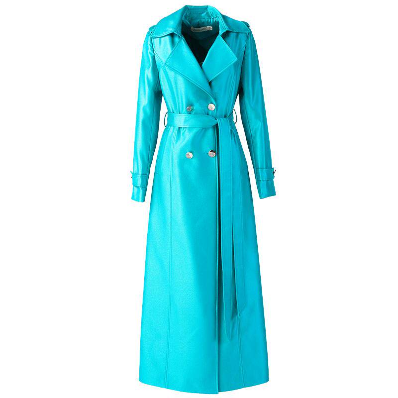 2026年新款湖蓝色双排扣流行外套