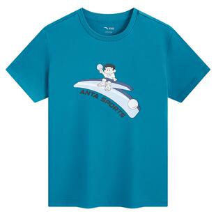 海绵T-安踏儿童男童针织短袖衫2026年夏季新款舒适纯棉亲肤短T恤