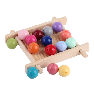 亚克力实色打色直孔圆珠8-16MM塑料DIY手链耳环发饰饰品配件批发