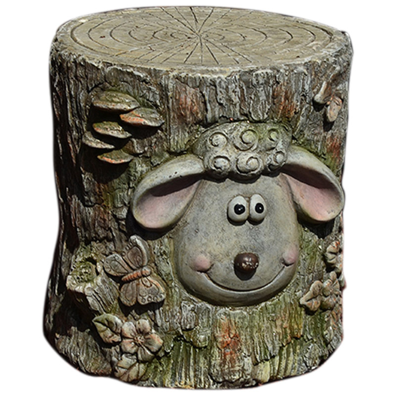 创意庭院板凳摆件花园花盆架底座户外室动物小椅子仿树木桩新中式