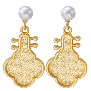 高级感非遗宋锦diy珍珠耳钉祥云纹底托底胚包布耳环耳饰百搭配件