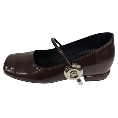 Miaolv College法式复古玛丽珍鞋女一字扣粗跟圆头小皮鞋芭蕾风鞋