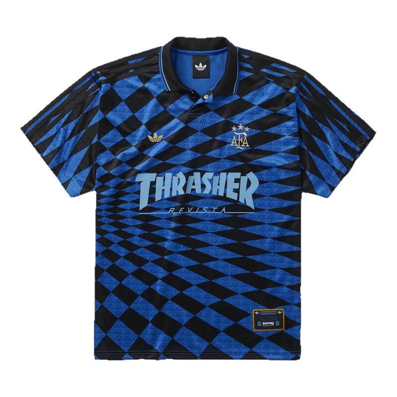 Adidas三叶草 THRASHER X AFA联名款滑板风短袖Polo衫球衣KX4551