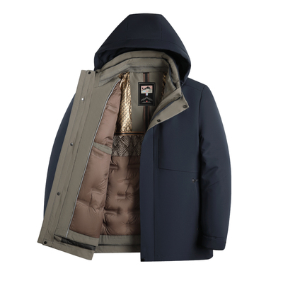 鸭鸭中老年鹅绒羽绒服男爸爸冬季