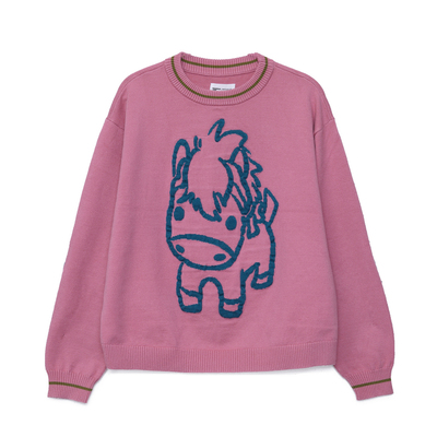 【生肖系列】MOVEUP幻走2025冬季新款马保暖毛衣圆领提花针织衫女