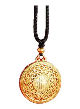 新款八宝罗盘富贵项链越南沙金镂空古法福字罗盘吊坠福牌毛衣链