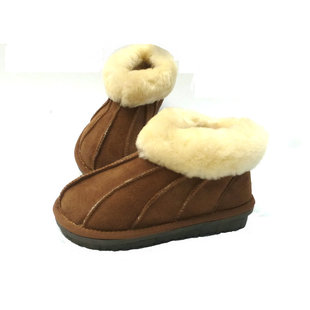 羊毛拖鞋包跟 羊皮毛一体小块拼防滑棉拖男女老人冬季保暖皮棉鞋