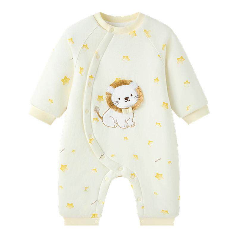 【全棉芯】全棉时代婴儿衣服风柔棉宝宝暖绒连身衣夹棉爬服外出服