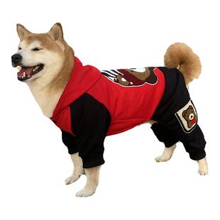 新款中大型犬秋冬狗衣服四脚保暖加绒金毛萨摩拉布拉多柴犬卫衣春