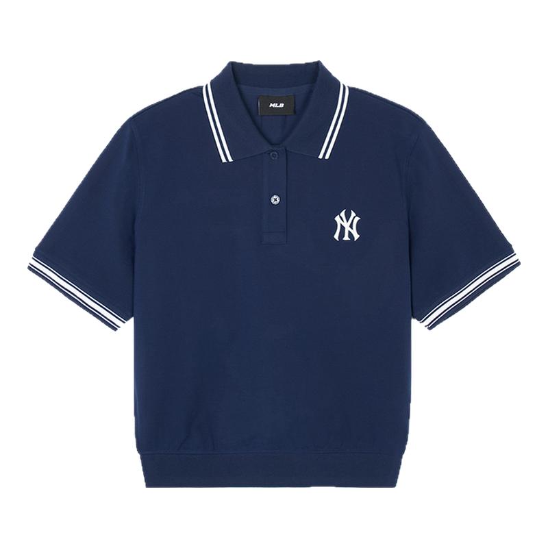 MLB官方 女款经典百搭polo衫短款防晒撞色短袖24夏季新款PQB02