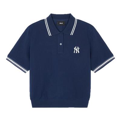 MLB官方 女款经典百搭polo衫短款防晒撞色短袖24夏季新款PQB02