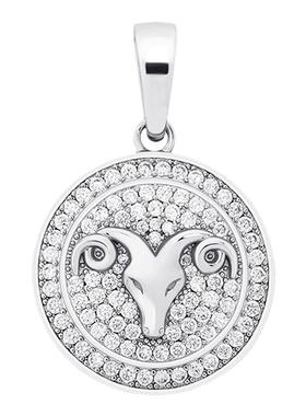 十二星座圆牌欧美满钻锆石吊坠