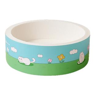 PAPERPARK猫抓板猫爪板四季耐磨不易掉屑圆形超大瓦楞纸猫窝一体