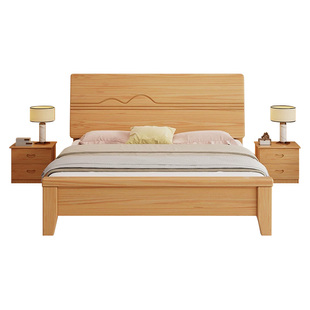 实木中式床1.8米双人床主卧家用现代简约1.5米单人床出租房简易床